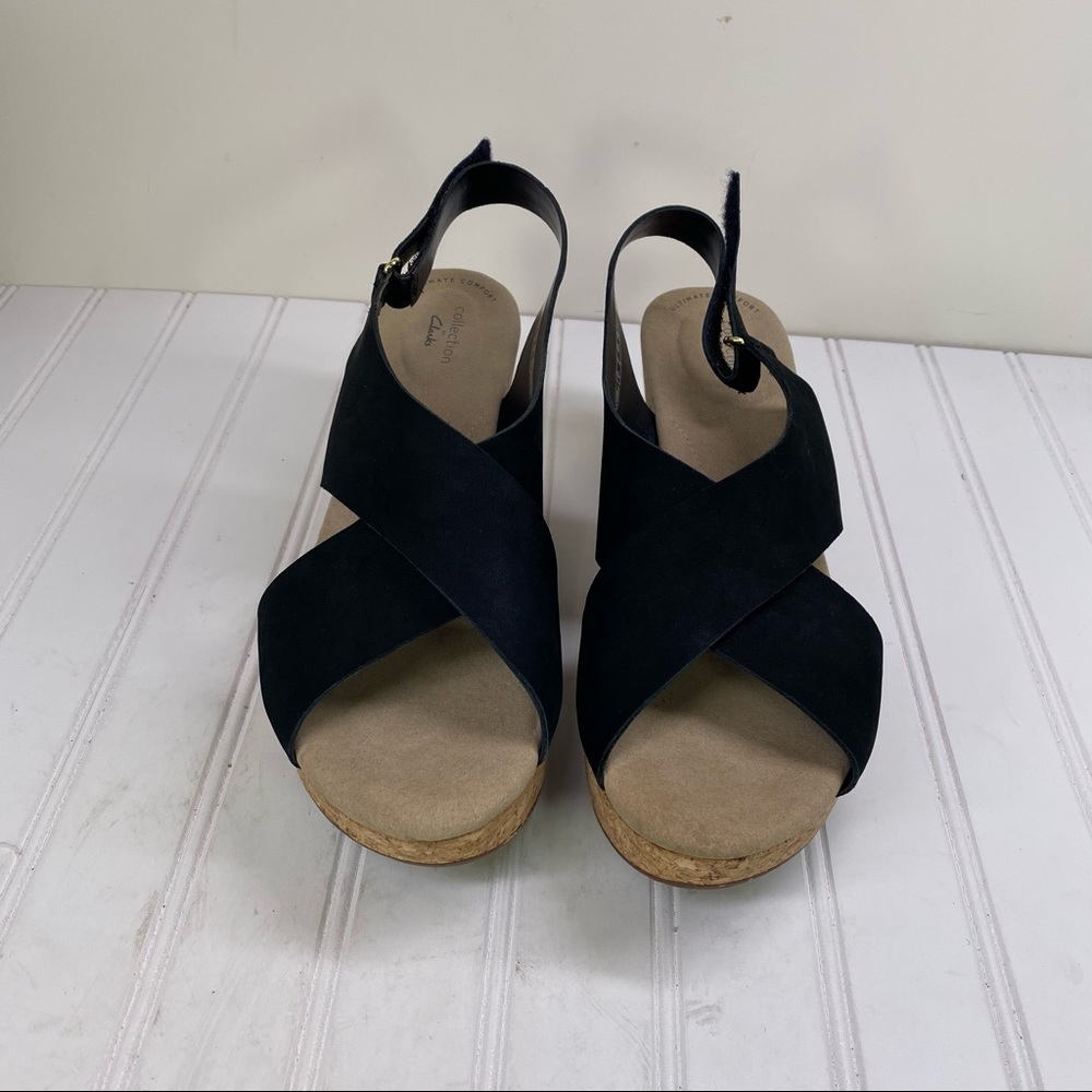 Clarks Collection Black Suede Platform Wedges - image 3
